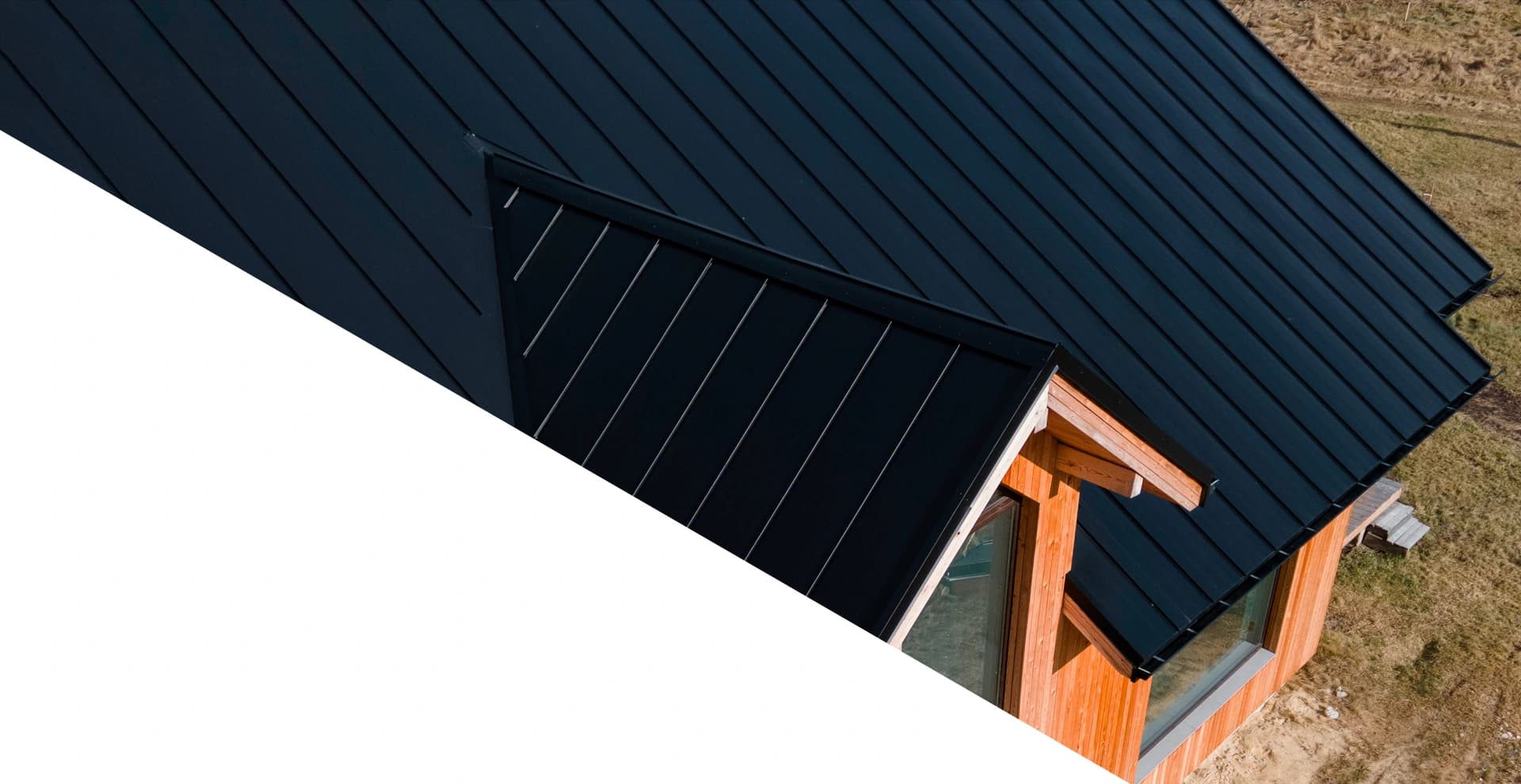 Black metal roof on a home